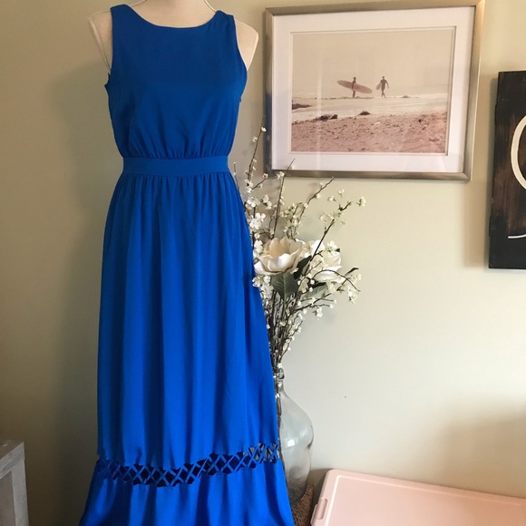 Gianni Bini Dresses & Skirts - Gianni Bini Cobalt Blue Lattice Cut Maxi, Size 4